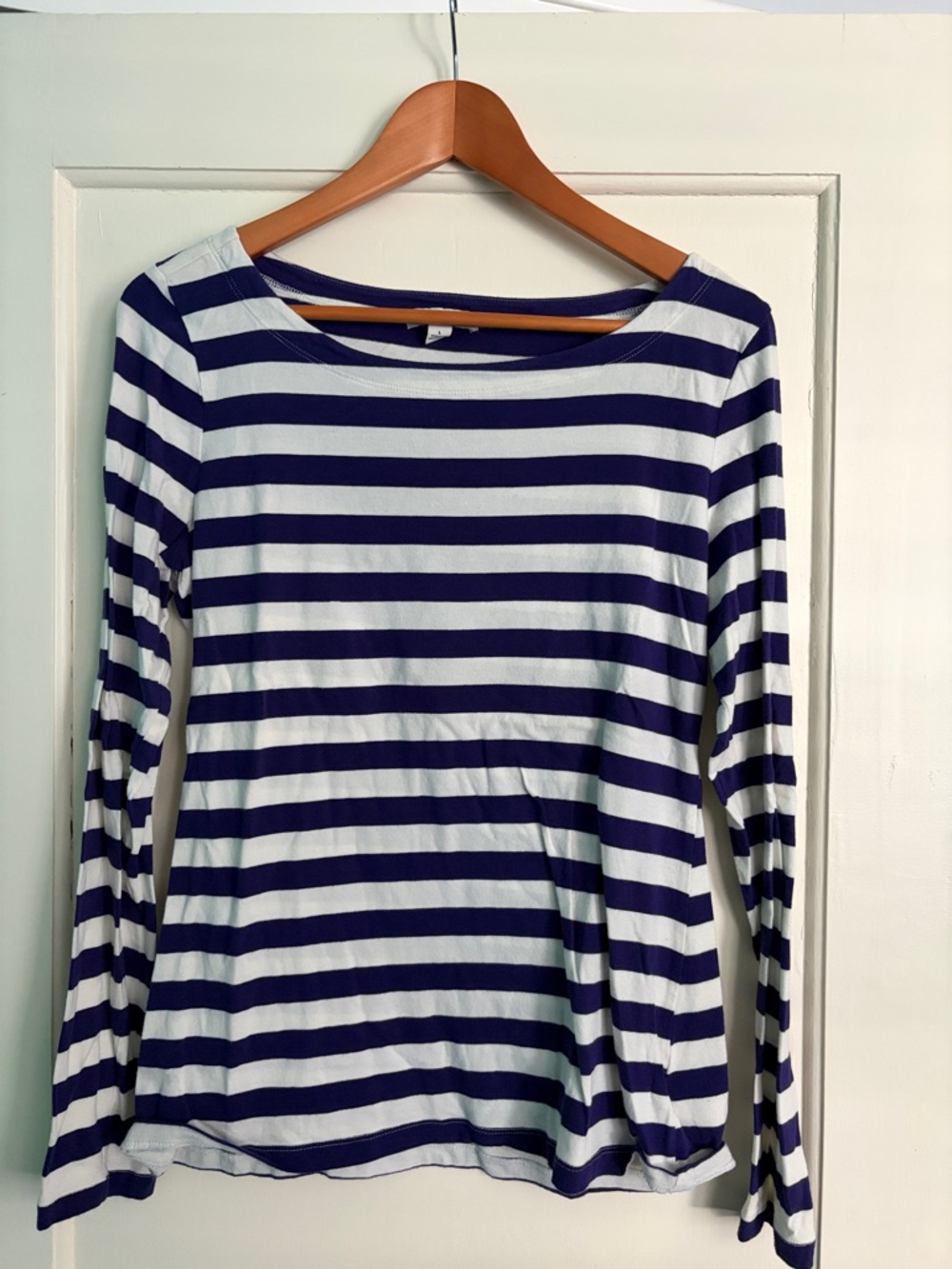 Banana Republic Navy and White Striped Long Sleeve Tee
